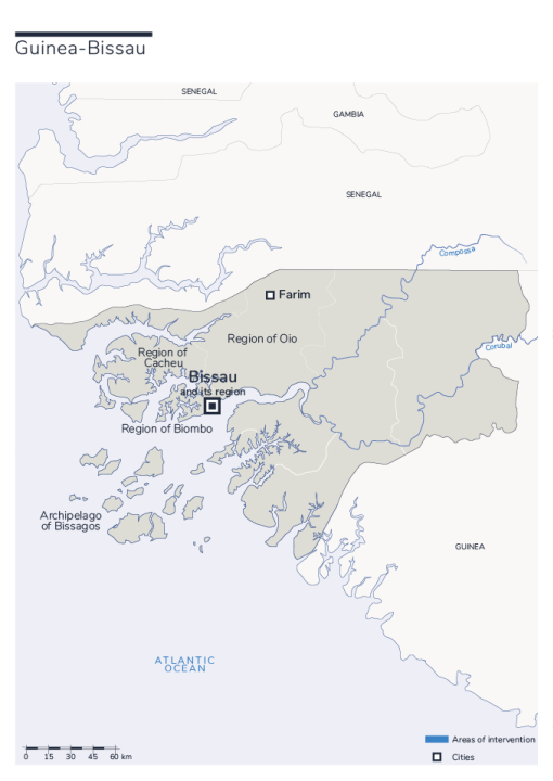 Map of Humanity & Inclusion's interventions in Guinea Bissau