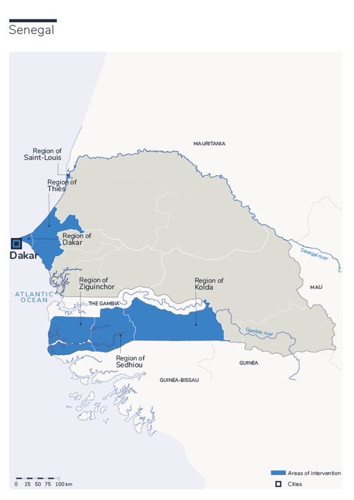 Map of Humanity & Inclusion's interventions in Senegal